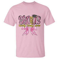 Funny Senior EST 2027 Graduation T Shirt Twenty Twenty Seven Pink Bow