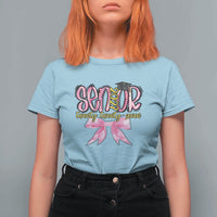 Funny Senior EST 2027 Graduation T Shirt For Women Twenty Twenty Seven Pink Bow