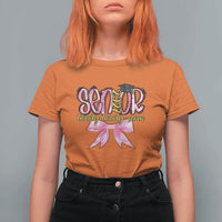 Funny Senior EST 2027 Graduation T Shirt For Women Twenty Twenty Seven Pink Bow
