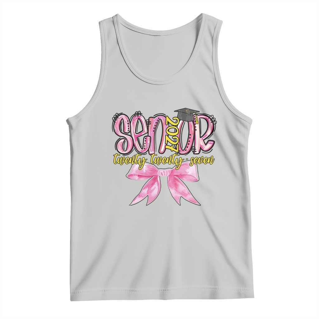 Funny Senior EST 2027 Graduation Tank Top Twenty Twenty Seven Pink Bow