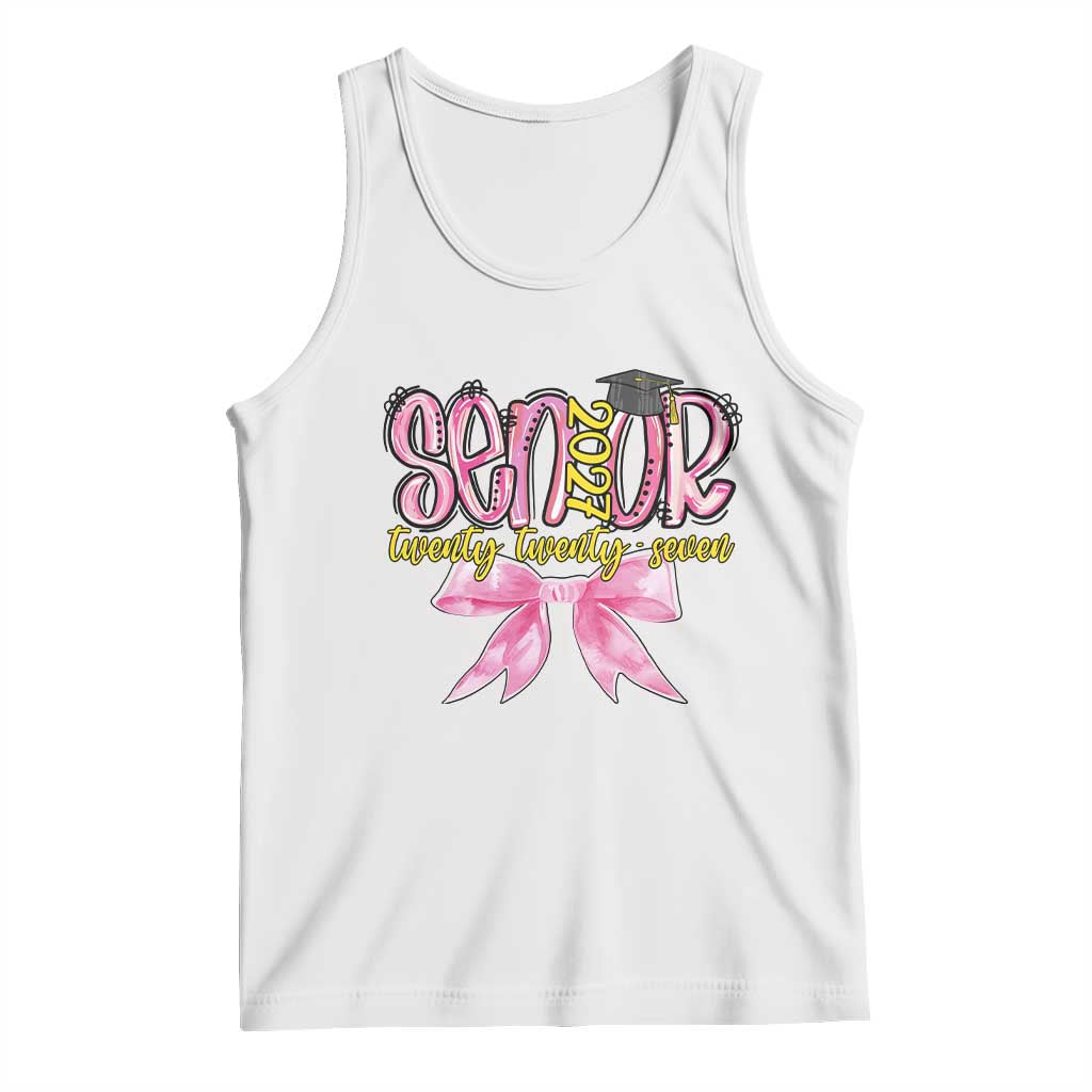 Funny Senior EST 2027 Graduation Tank Top Twenty Twenty Seven Pink Bow