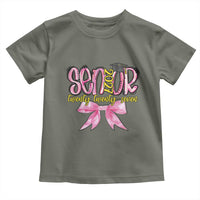 Funny Senior EST 2027 Graduation Toddler T Shirt Twenty Twenty Seven Pink Bow