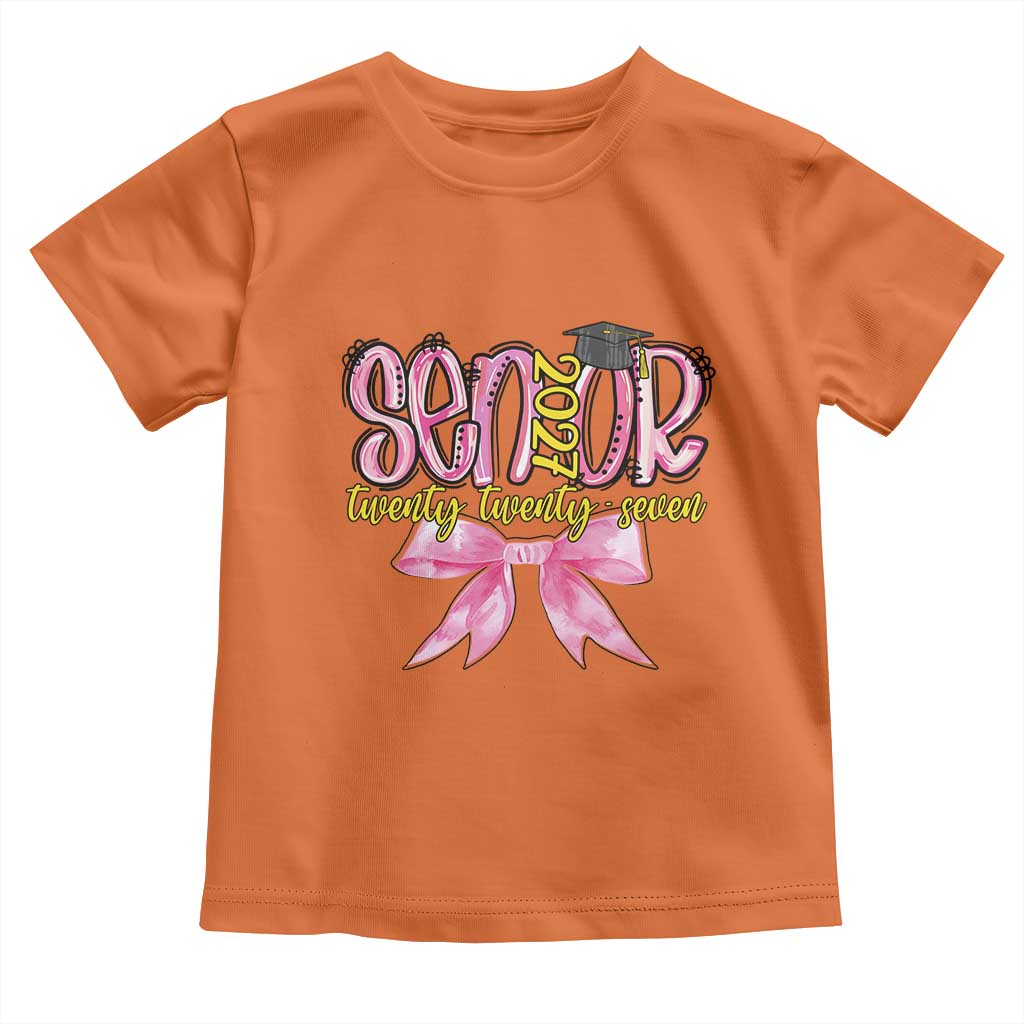 Funny Senior EST 2027 Graduation Toddler T Shirt Twenty Twenty Seven Pink Bow