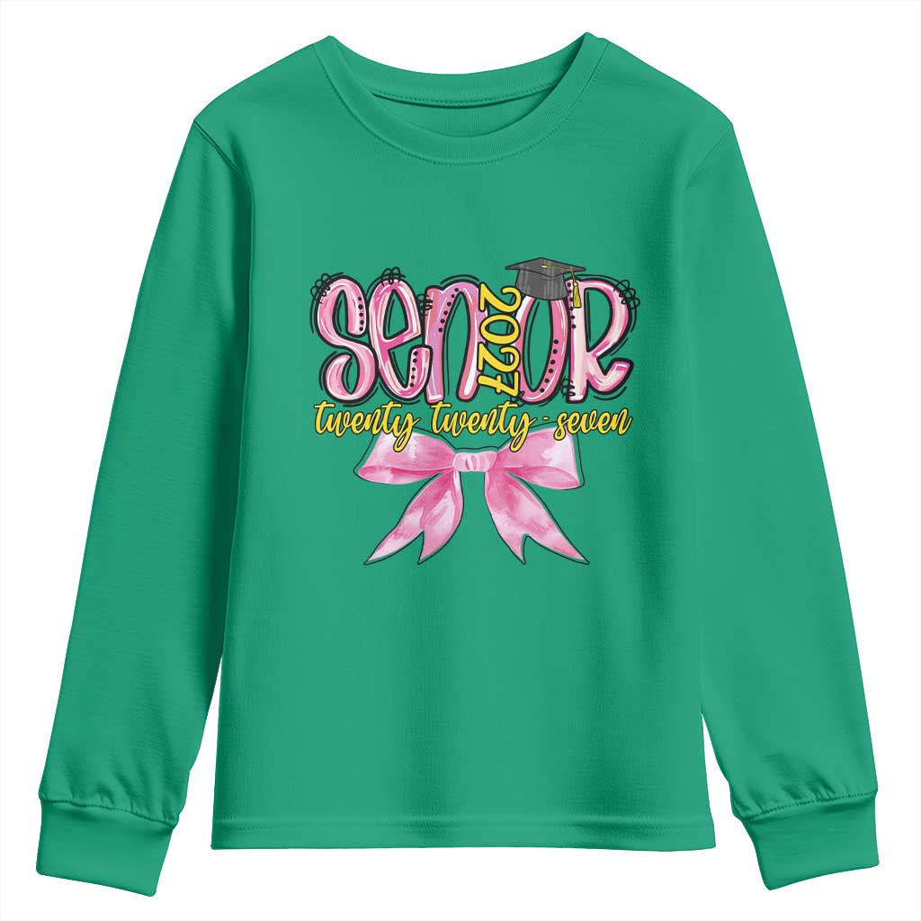 Funny Senior EST 2027 Graduation Youth Sweatshirt Twenty Twenty Seven Pink Bow