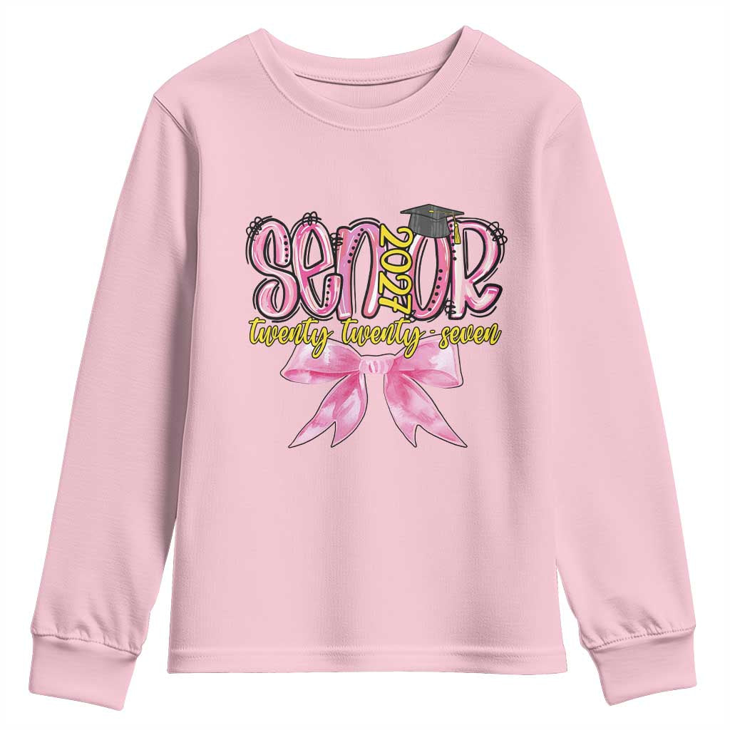 Funny Senior EST 2027 Graduation Youth Sweatshirt Twenty Twenty Seven Pink Bow
