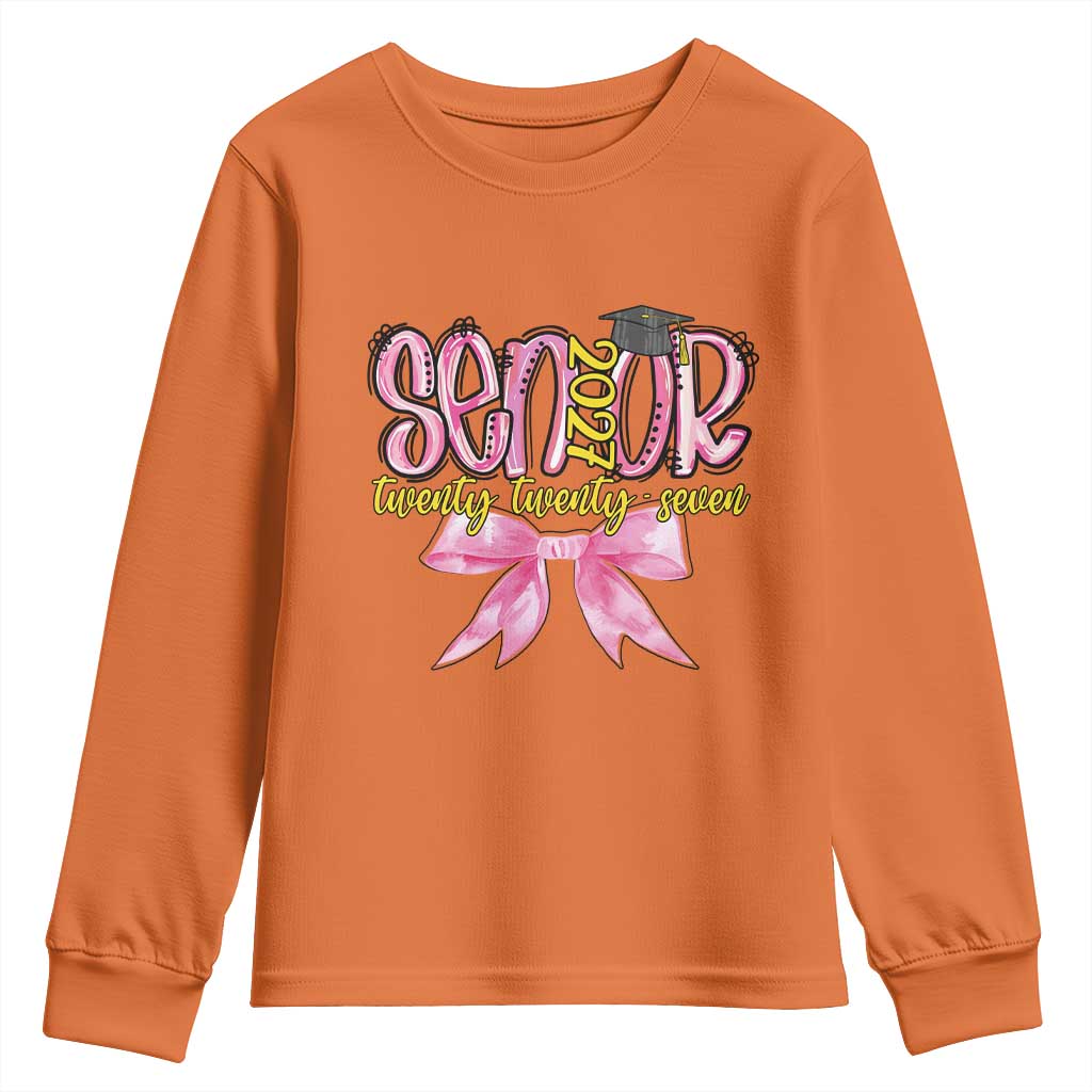 Funny Senior EST 2027 Graduation Youth Sweatshirt Twenty Twenty Seven Pink Bow