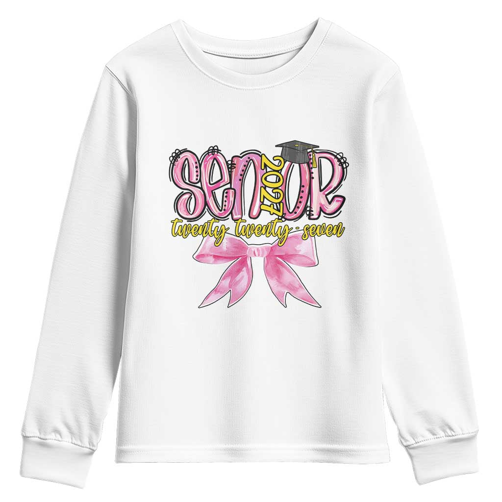 Funny Senior EST 2027 Graduation Youth Sweatshirt Twenty Twenty Seven Pink Bow