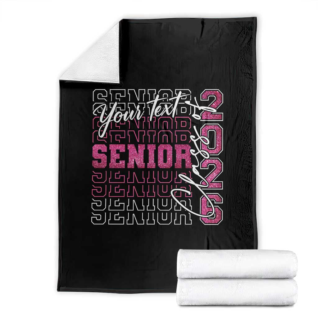Personalized Senior 2026 Throw Blanket Custom Text Class Of 2026 Graduation Glitter Print - Wonder Print Shop