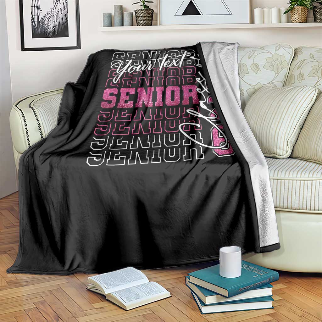 Personalized Senior 2026 Throw Blanket Custom Text Class Of 2026 Graduation Glitter Print - Wonder Print Shop