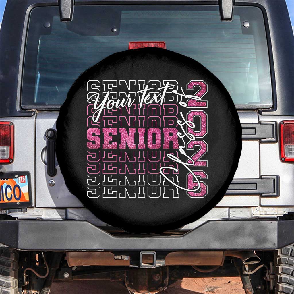 Personalized Senior 2026 Spare Tire Cover Custom Text Class Of 2026 Graduation Glitter Print - Wonder Print Shop