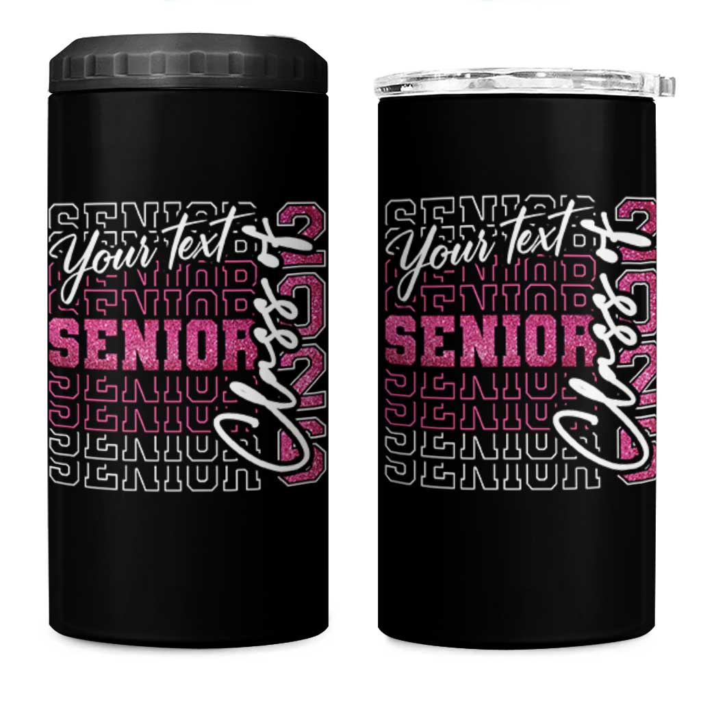 Personalized Senior 2026 4 in 1 Can Cooler Tumbler Custom Text Class Of 2026 Graduation Glitter Print - Wonder Print Shop