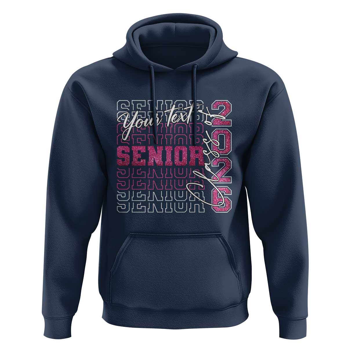 Personalized Senior 2026 Hoodie Custom Text Class Of 2026 Graduation Glitter Print - Wonder Print Shop