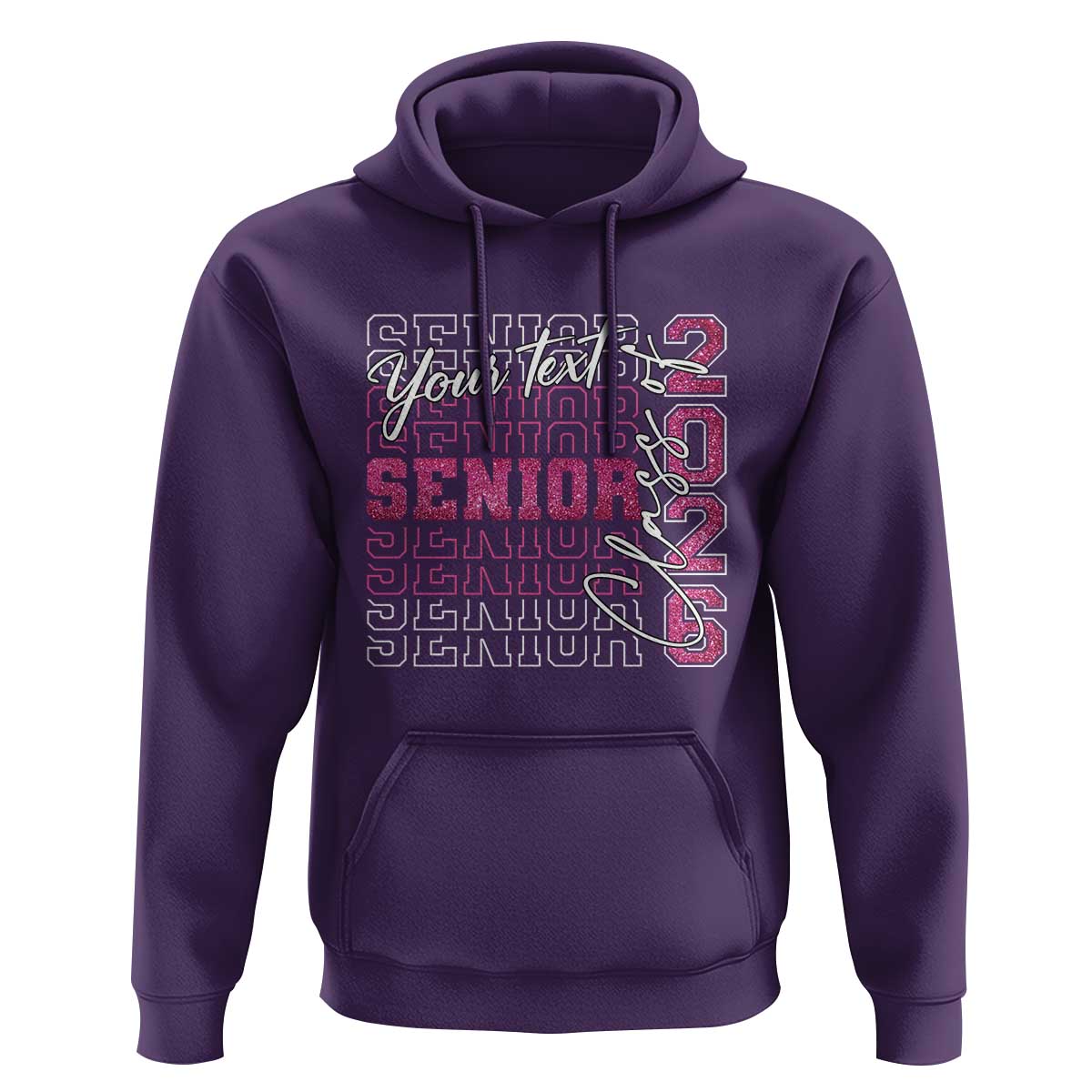Personalized Senior 2026 Hoodie Custom Text Class Of 2026 Graduation Glitter Print - Wonder Print Shop