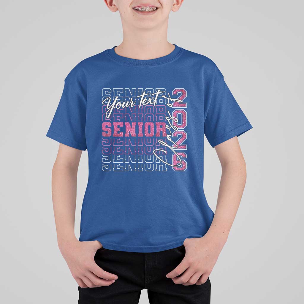 Personalized Senior 2026 T Shirt For Kid Custom Text Class Of 2026 Graduation Glitter Print - Wonder Print Shop