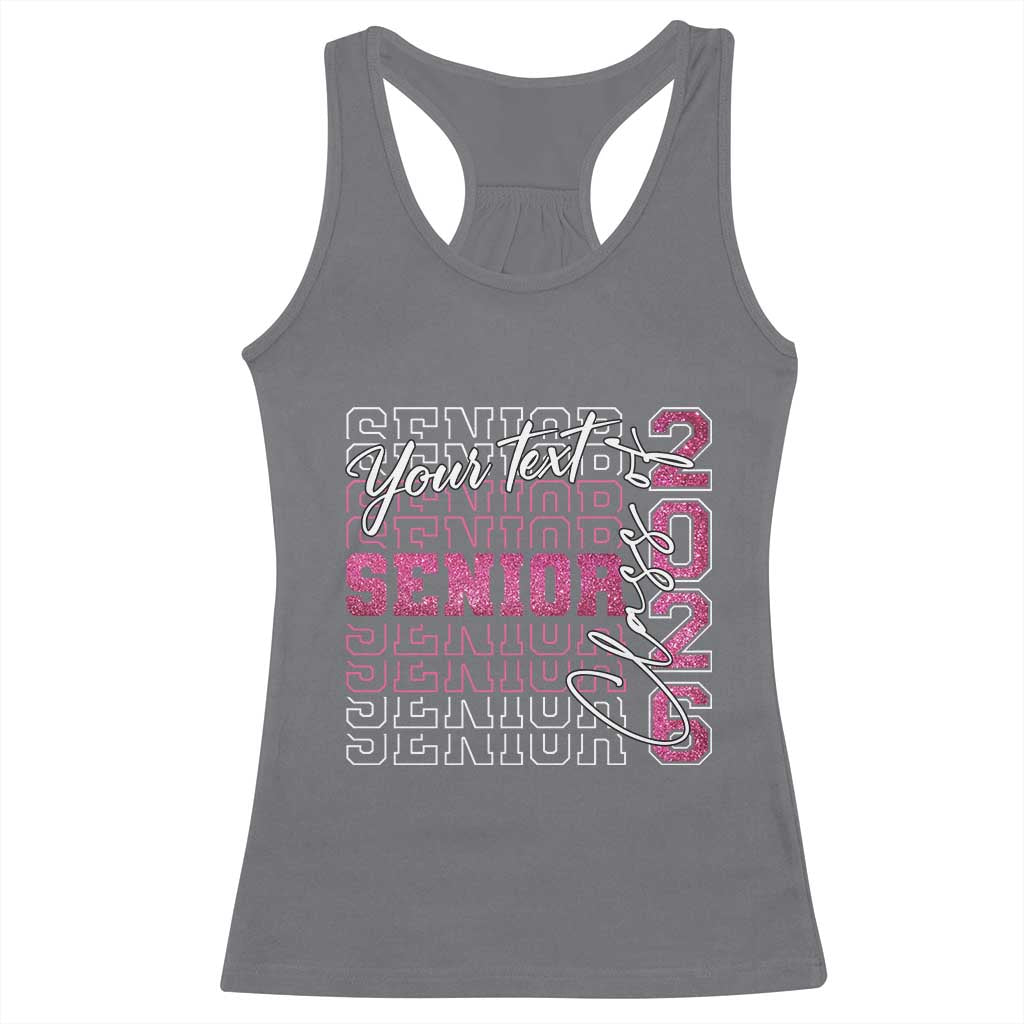 Personalized Senior 2026 Racerback Tank Top Custom Text Class Of 2026 Graduation Glitter Print - Wonder Print Shop