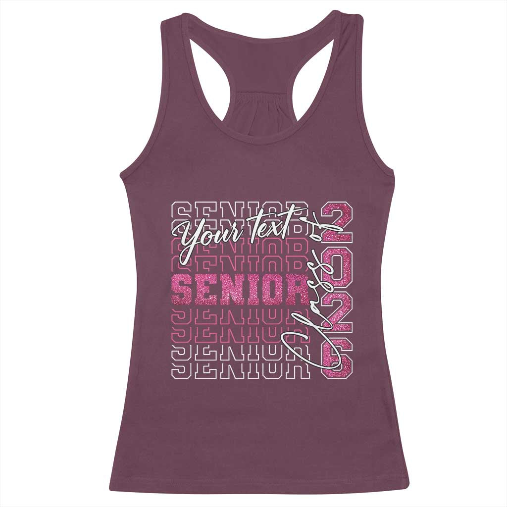 Personalized Senior 2026 Racerback Tank Top Custom Text Class Of 2026 Graduation Glitter Print - Wonder Print Shop