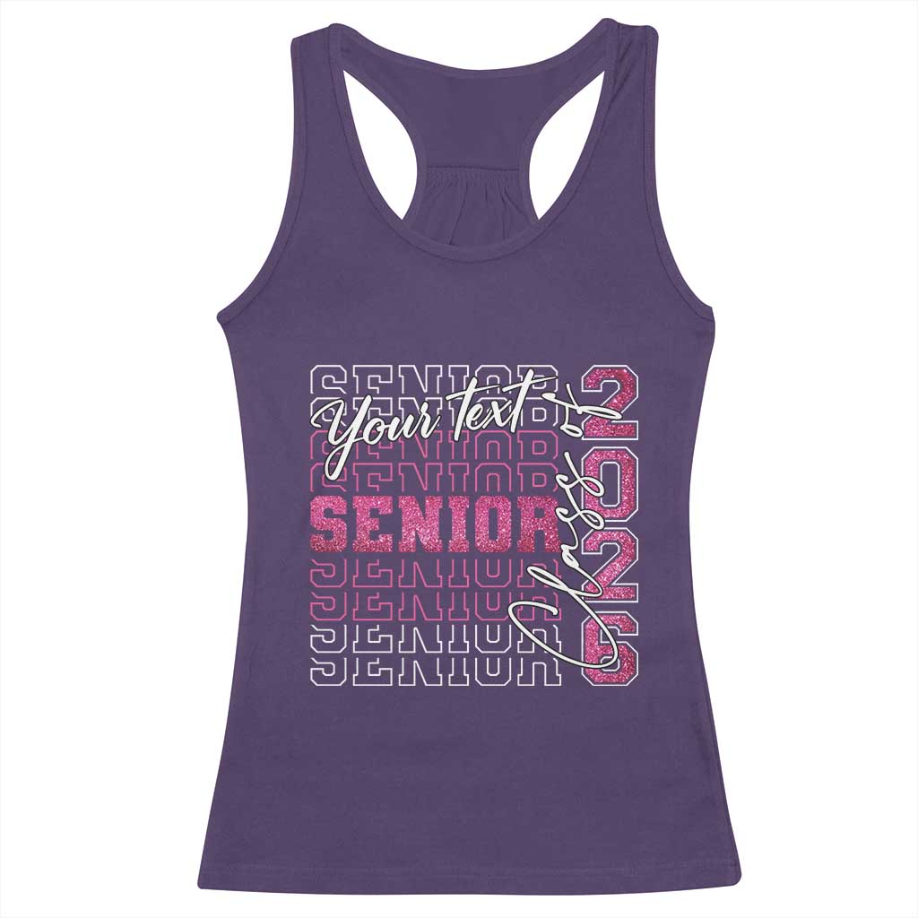 Personalized Senior 2026 Racerback Tank Top Custom Text Class Of 2026 Graduation Glitter Print - Wonder Print Shop