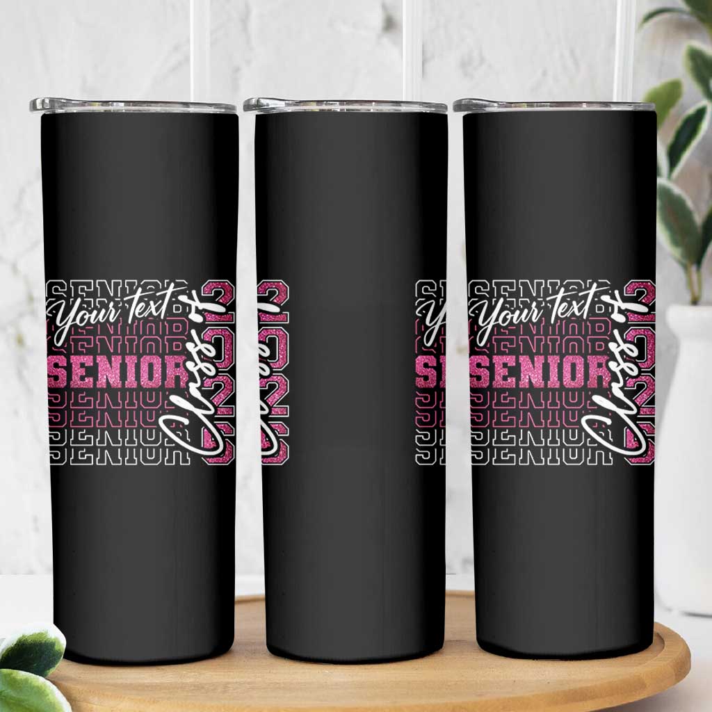 Personalized Senior 2026 Skinny Tumbler Custom Text Class Of 2026 Graduation Glitter Print - Wonder Print Shop
