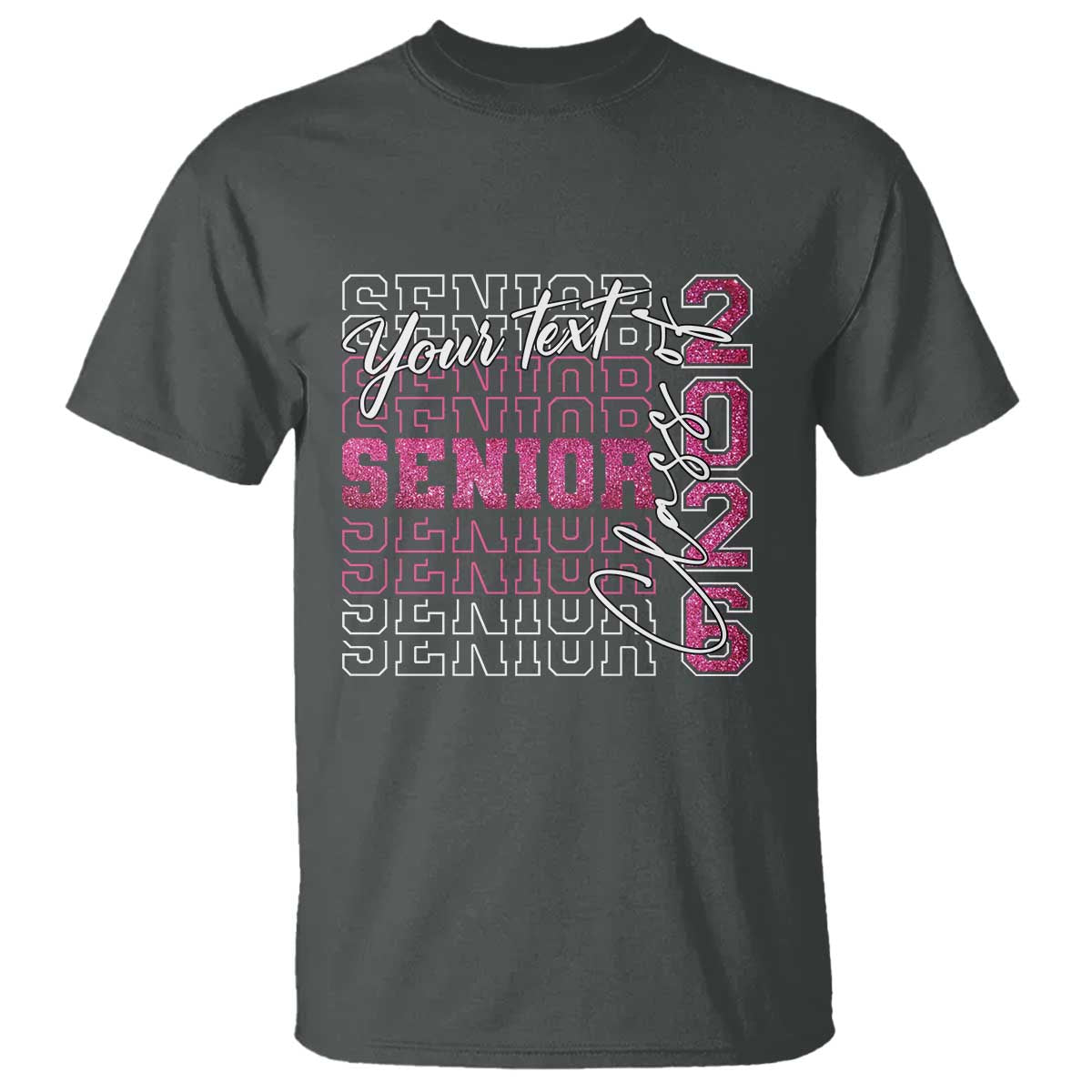 Personalized Senior 2026 T Shirt Custom Text Class Of 2026 Graduation Glitter Print - Wonder Print Shop
