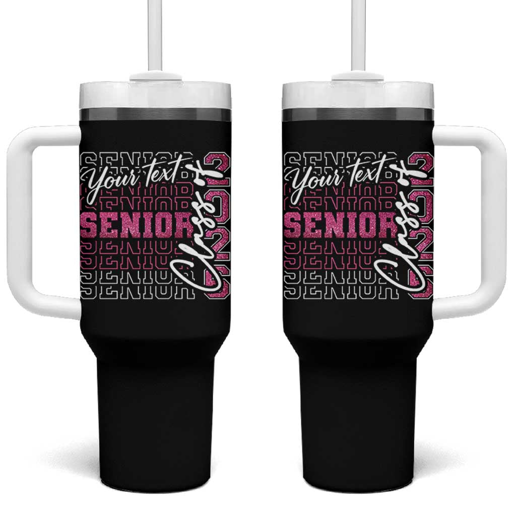 Personalized Senior 2026 Tumbler With Handle Custom Text Class Of 2026 Graduation Glitter Print - Wonder Print Shop