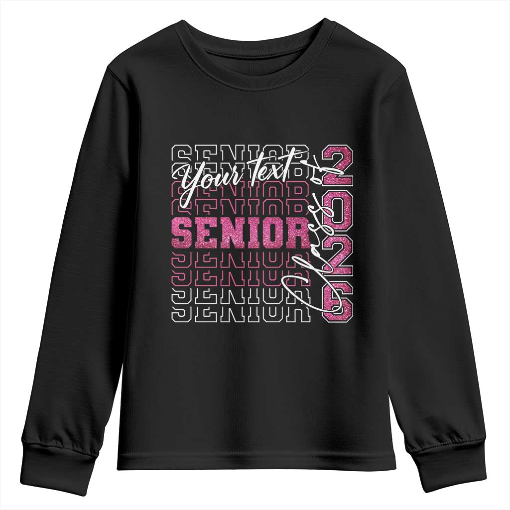 Personalized Senior 2026 Youth Sweatshirt Custom Text Class Of 2026 Graduation Glitter Print - Wonder Print Shop