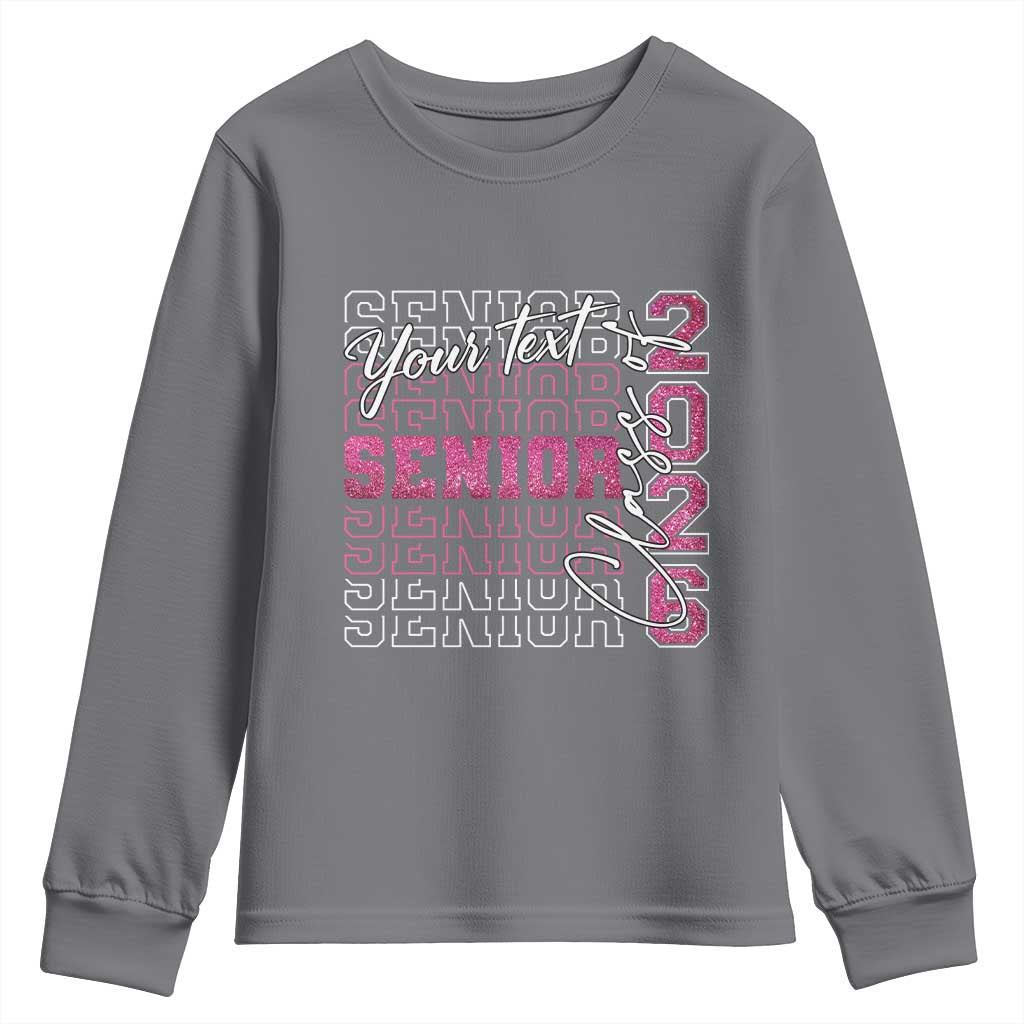 Personalized Senior 2026 Youth Sweatshirt Custom Text Class Of 2026 Graduation Glitter Print - Wonder Print Shop