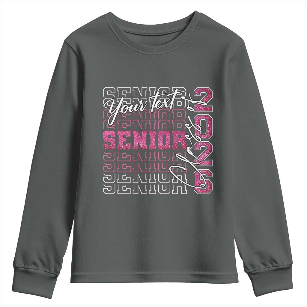 Personalized Senior 2026 Youth Sweatshirt Custom Text Class Of 2026 Graduation Glitter Print - Wonder Print Shop