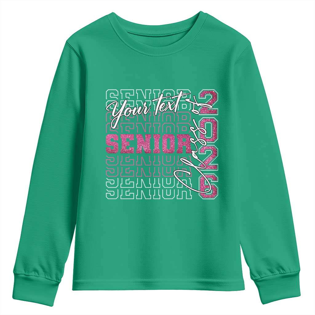 Personalized Senior 2026 Youth Sweatshirt Custom Text Class Of 2026 Graduation Glitter Print - Wonder Print Shop