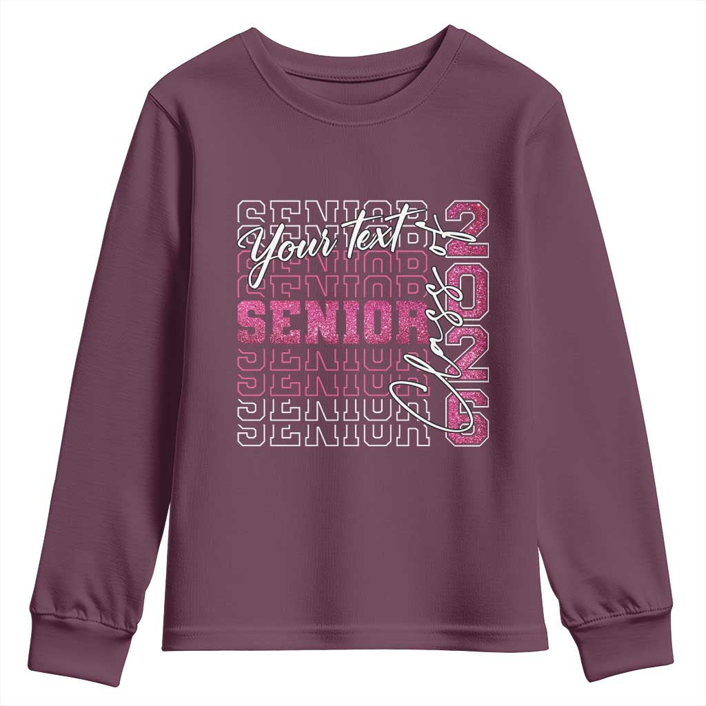 Personalized Senior 2026 Youth Sweatshirt Custom Text Class Of 2026 Graduation Glitter Print - Wonder Print Shop