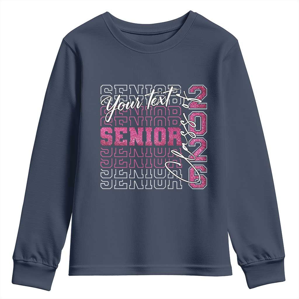 Personalized Senior 2026 Youth Sweatshirt Custom Text Class Of 2026 Graduation Glitter Print - Wonder Print Shop