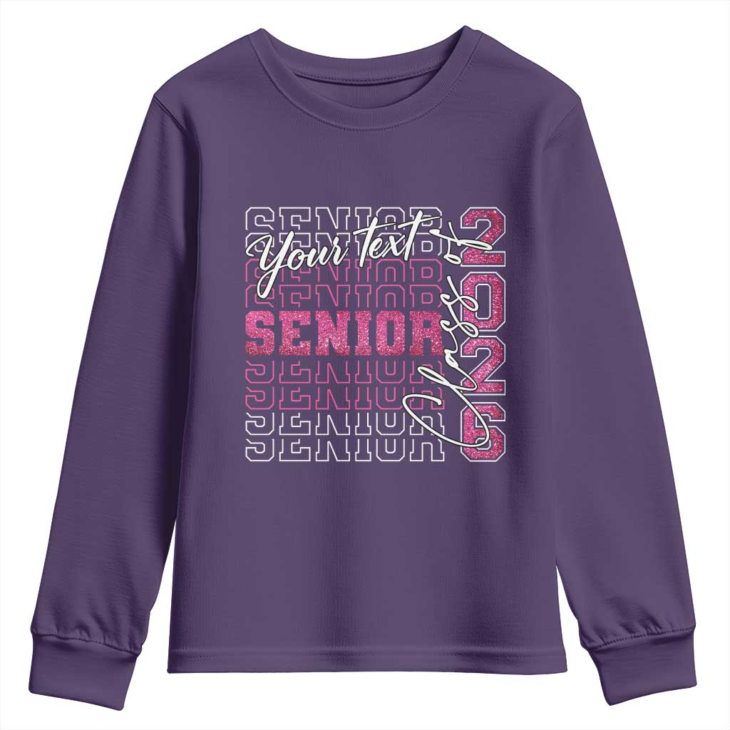 Personalized Senior 2026 Youth Sweatshirt Custom Text Class Of 2026 Graduation Glitter Print - Wonder Print Shop