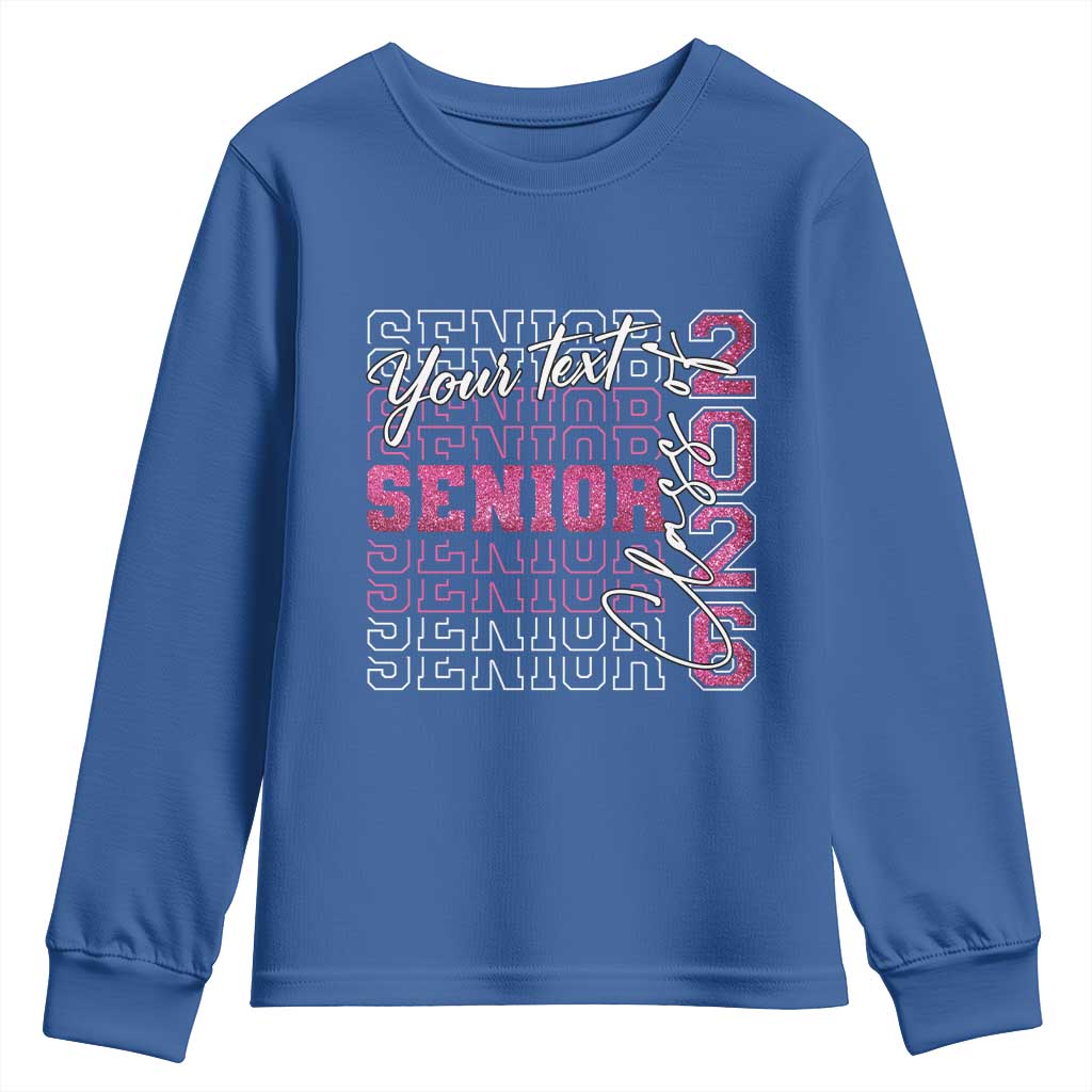Personalized Senior 2026 Youth Sweatshirt Custom Text Class Of 2026 Graduation Glitter Print - Wonder Print Shop