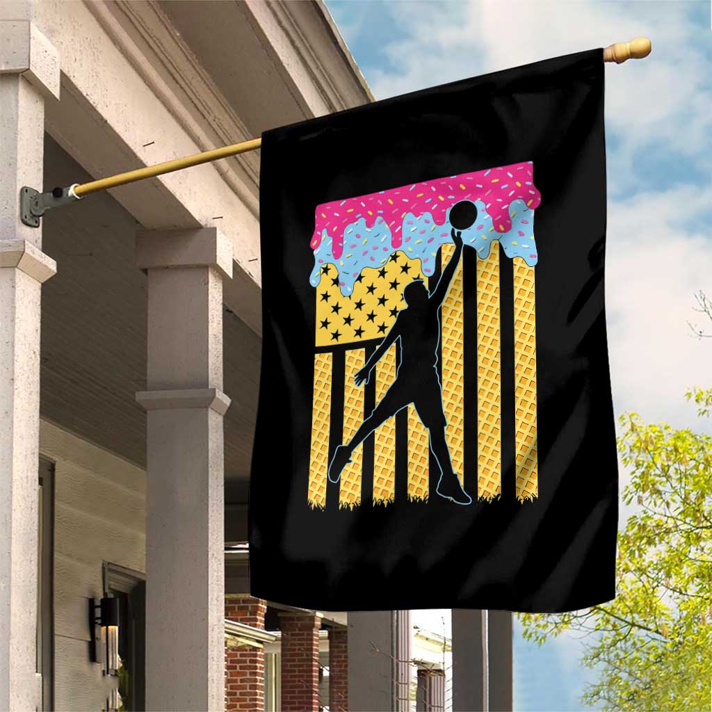 Basketball Ice Cream Drip American Flag Youth Players Garden Flag