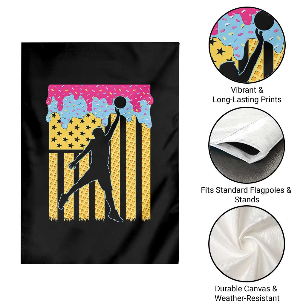 Basketball Ice Cream Drip American Flag Youth Players Garden Flag