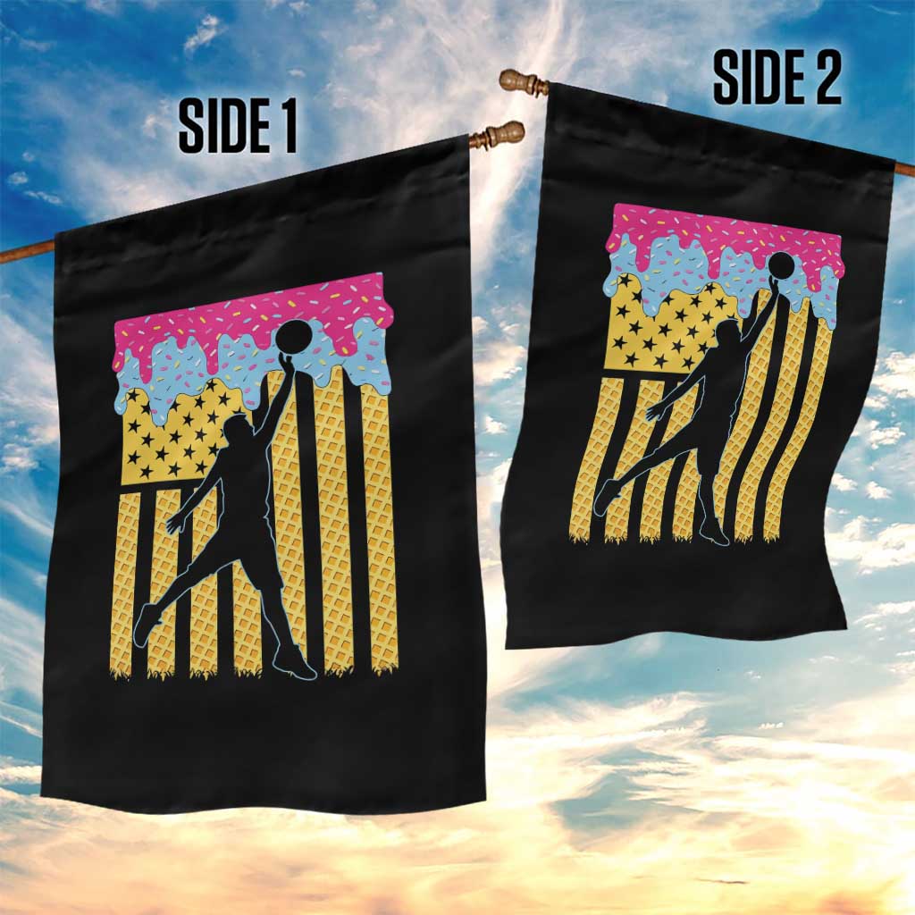 Basketball Ice Cream Drip American Flag Youth Players Garden Flag