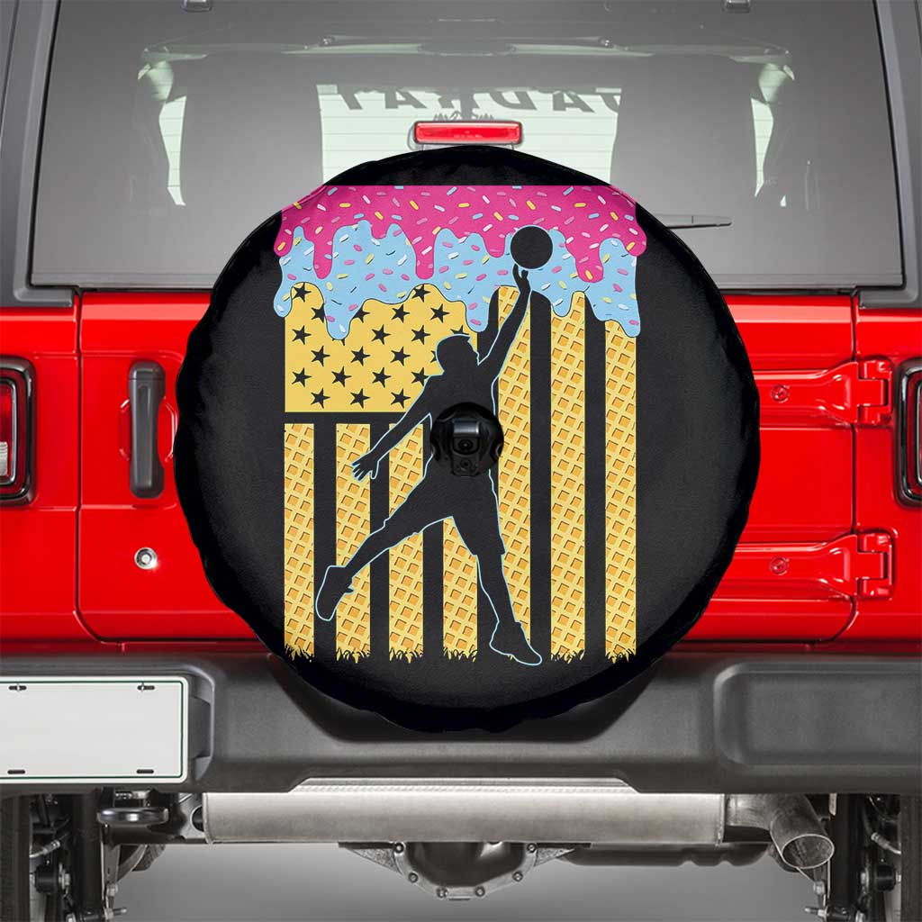 Basketball Ice Cream Drip American Flag Youth Players Spare Tire Cover