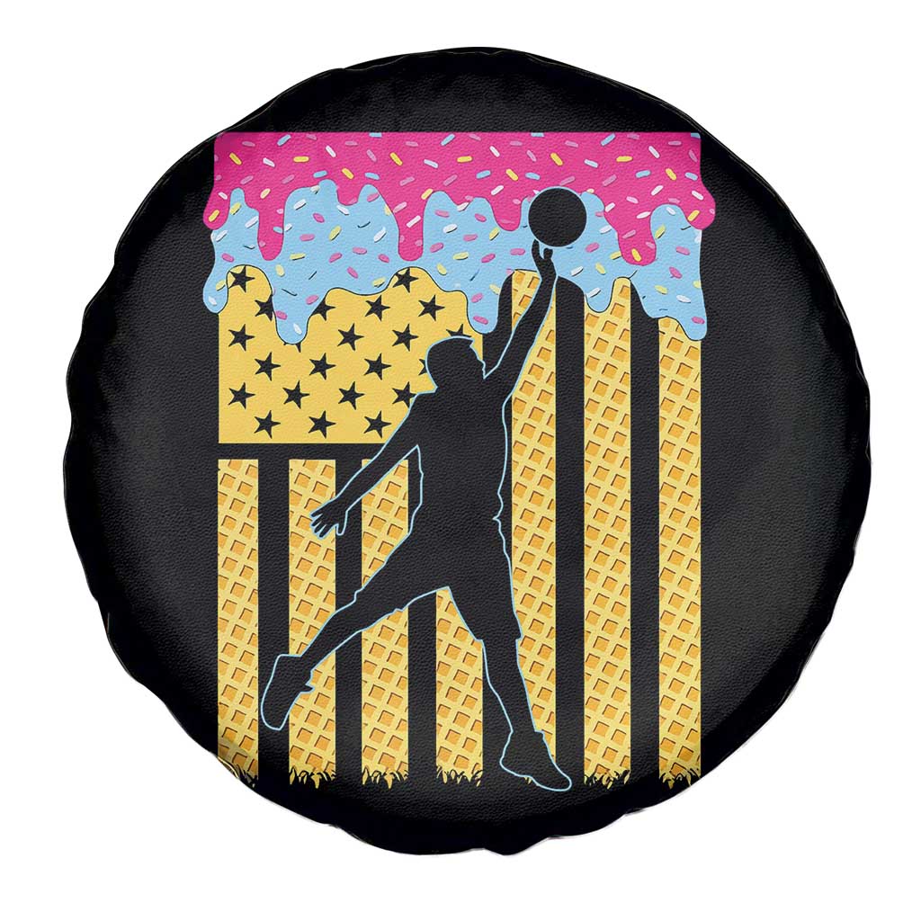 Basketball Ice Cream Drip American Flag Youth Players Spare Tire Cover