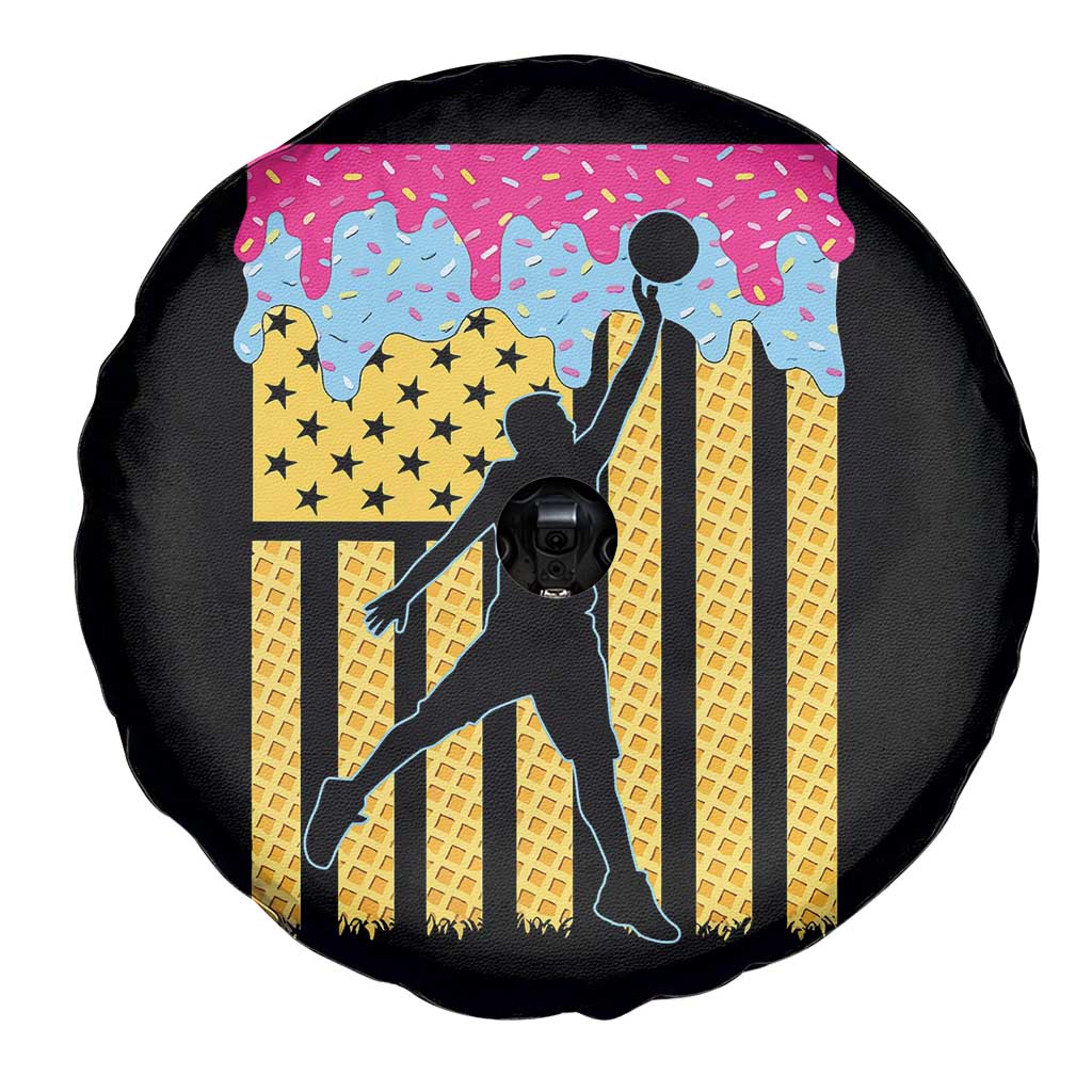 Basketball Ice Cream Drip American Flag Youth Players Spare Tire Cover