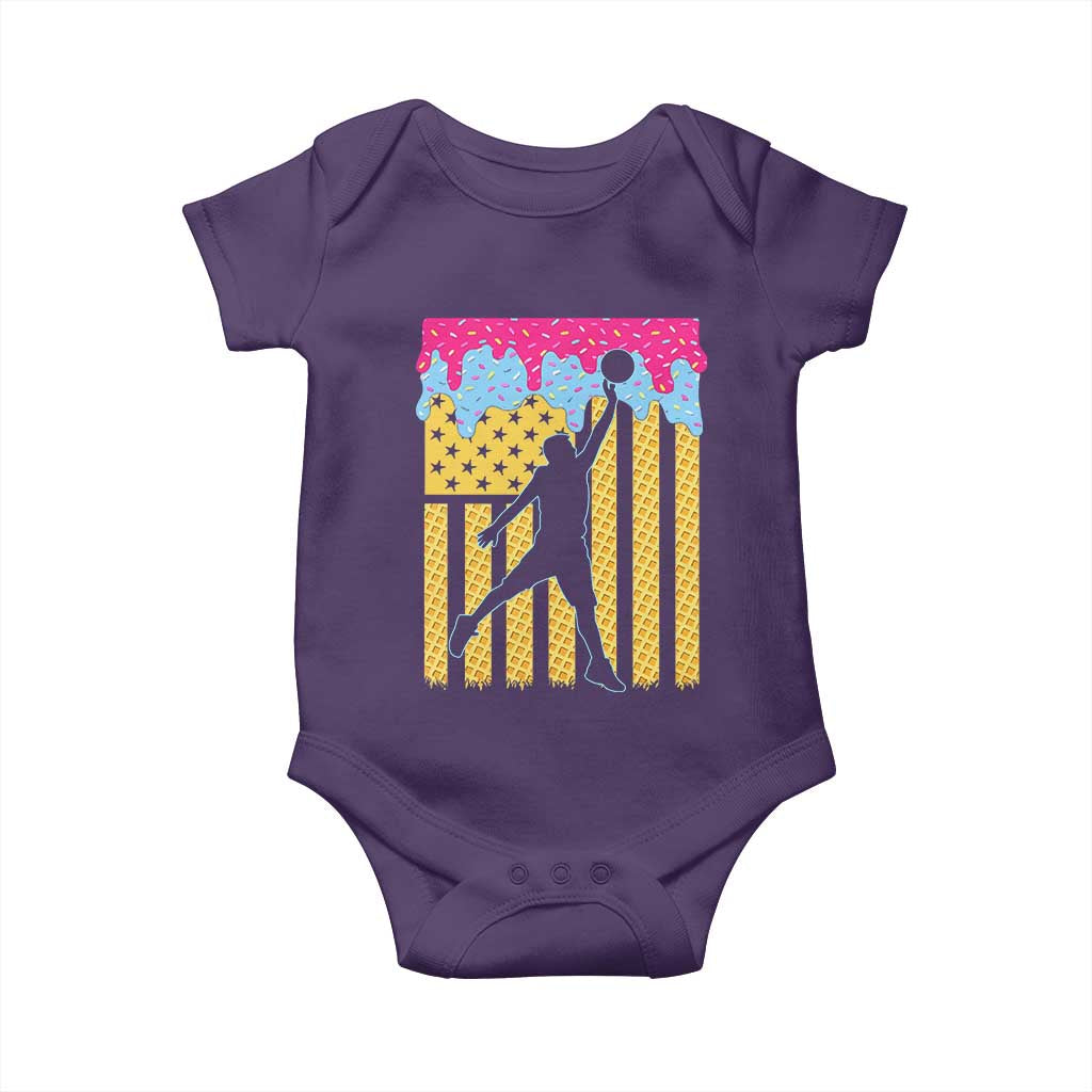 Basketball Ice Cream Drip American Flag Youth Players Baby Onesie
