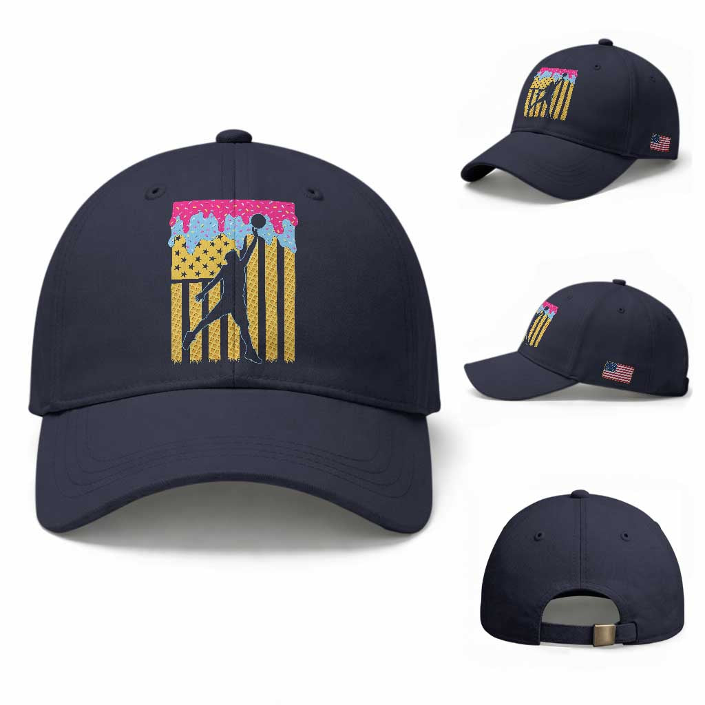 Basketball Ice Cream Drip American Flag Youth Players Baseball Cap