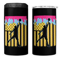 Basketball Ice Cream Drip American Flag Youth Players 4 in 1 Can Cooler Tumbler