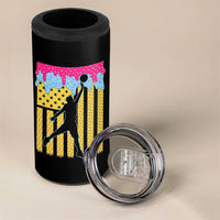 Basketball Ice Cream Drip American Flag Youth Players 4 in 1 Can Cooler Tumbler