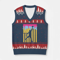Basketball Ice Cream Drip American Flag Youth Players V-Neck Knit Sweater Vest