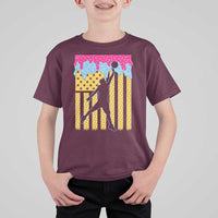 Basketball Ice Cream Drip American Flag Youth Players T Shirt For Kid