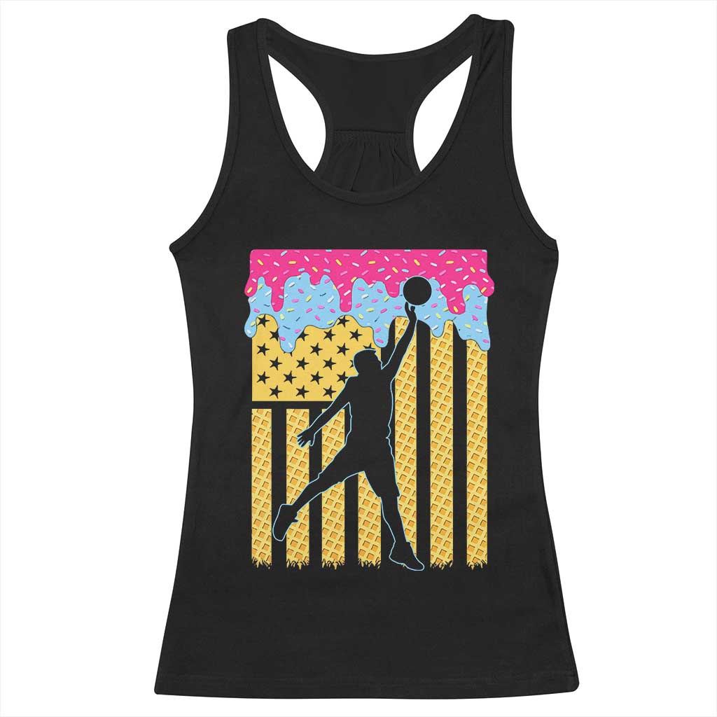 Basketball Ice Cream Drip American Flag Youth Players Racerback Tank Top