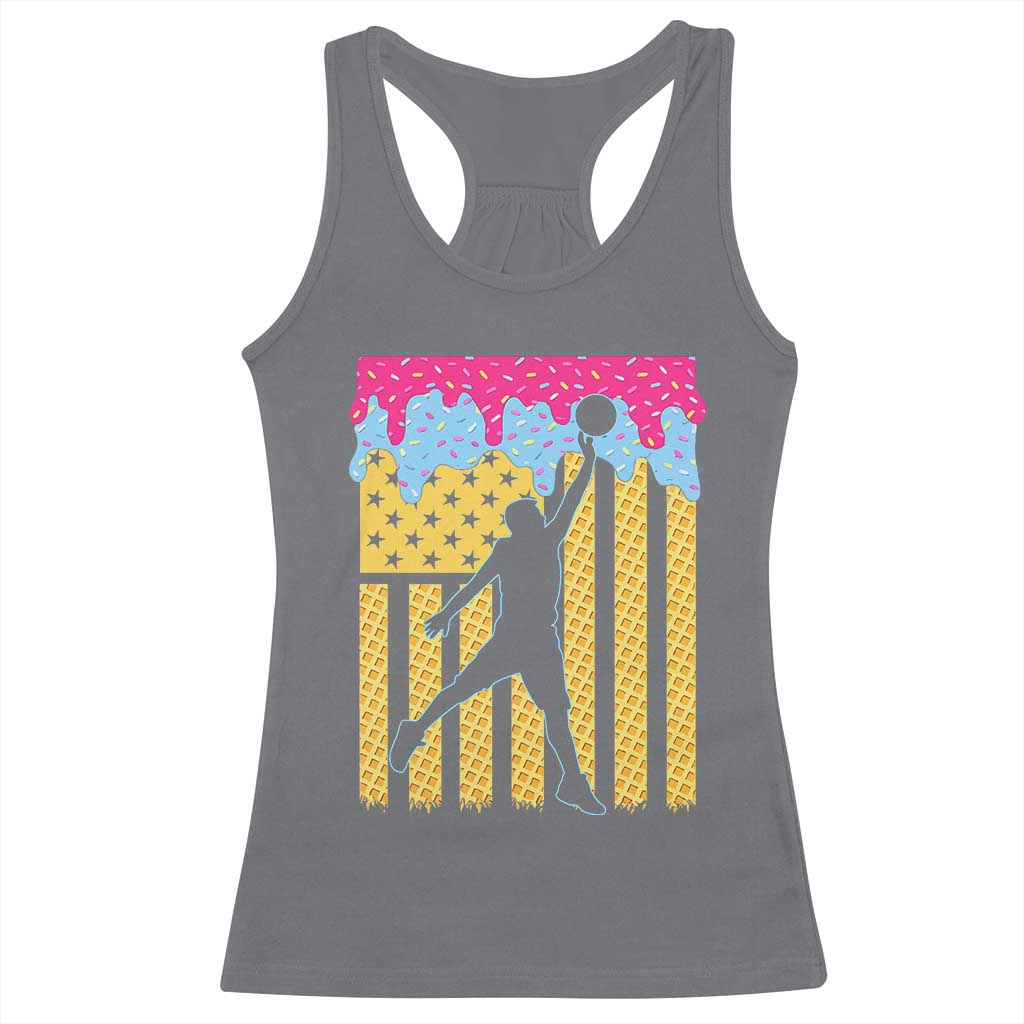 Basketball Ice Cream Drip American Flag Youth Players Racerback Tank Top