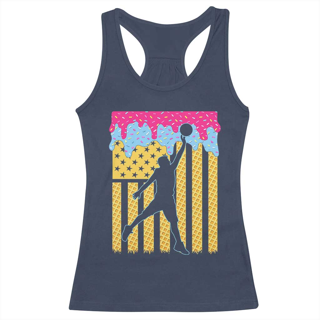 Basketball Ice Cream Drip American Flag Youth Players Racerback Tank Top