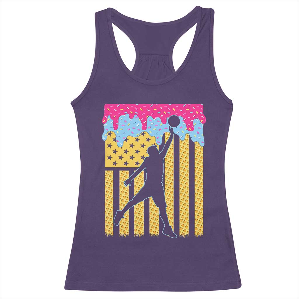 Basketball Ice Cream Drip American Flag Youth Players Racerback Tank Top