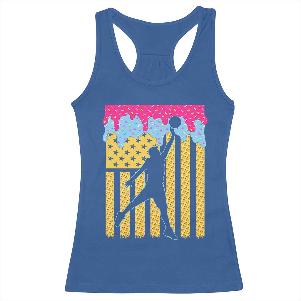 Basketball Ice Cream Drip American Flag Youth Players Racerback Tank Top