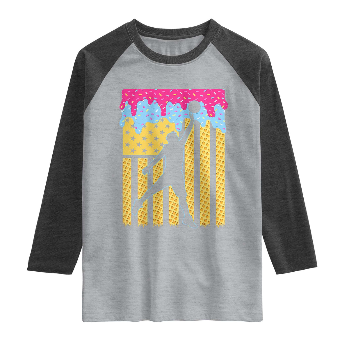 Basketball Ice Cream Drip American Flag Youth Players Raglan Shirt